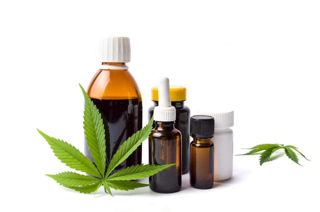 Marijuana and cannabis oil bottles